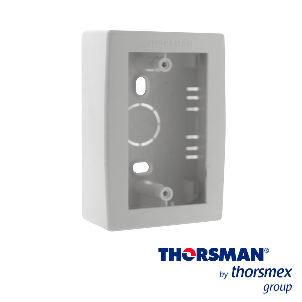 caja plastica tmk s1 thorsman 7902-02001 color blanco de pvc auto extinguible con fondo incluye taquete y pija para su fijacion resistencia a la humedad y atmosfera corresiva certificado en csa cumple la norma ul 94 v0 y nom-001-sede-2005