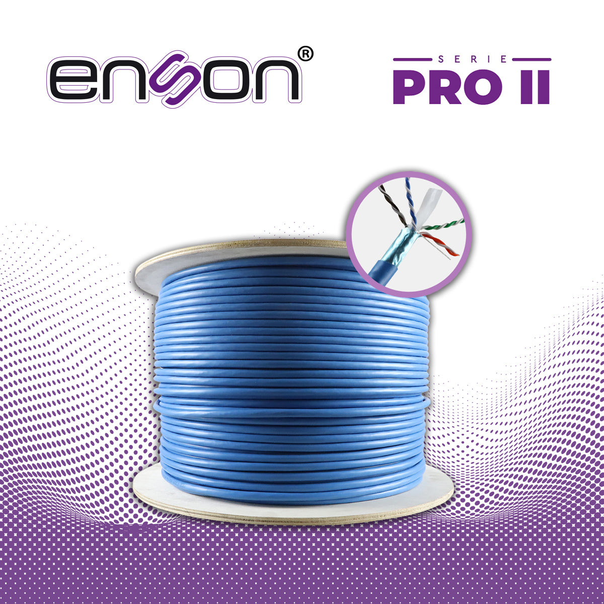 cable utp cat6a enson 12264l305 forro pvc azul 4 pares 500mhz 100 por ciento cobre uso interior / 1000 pies / 305 metros