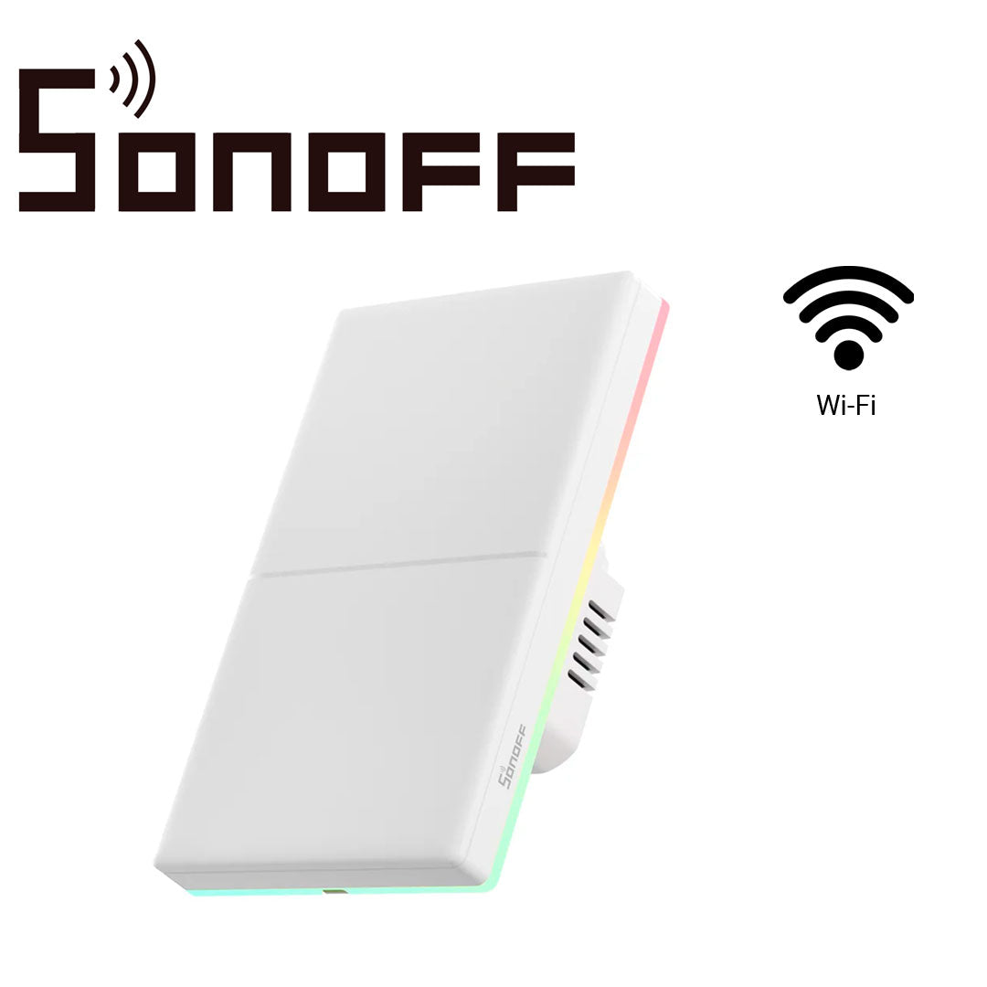 apagador de pared touch tx ultimate sonoff t5-2c-120 / 2ch on/off inalambrico / wifi 2.4ghz / color blanco / luz ambiental / vibra/suena/se ilumina al tocarlo / compatible con alexa/google home/ifttt / app ios y android / hasta 5amp por canal