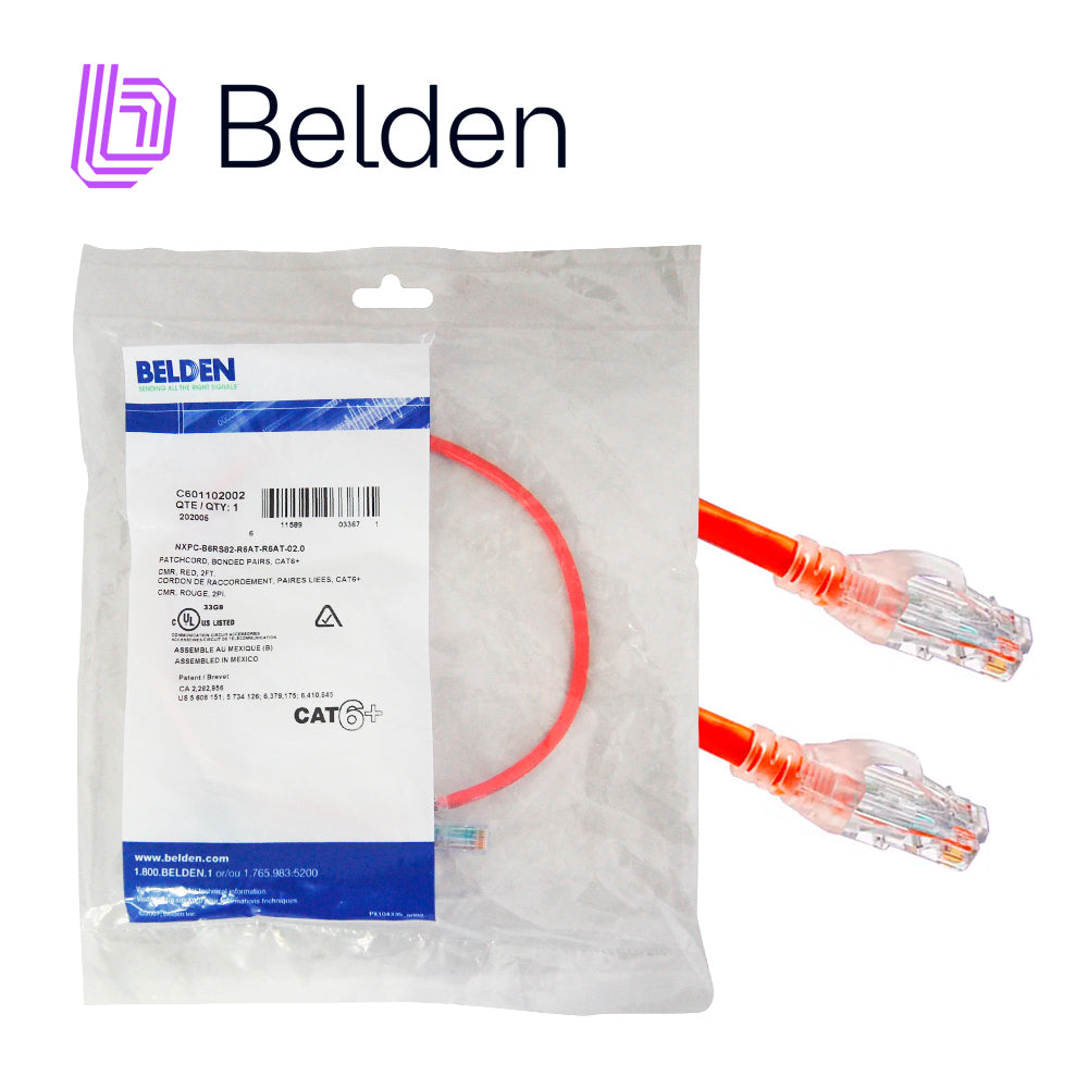 patchcord utp cat6 belden c601102002 0.6mts rojo