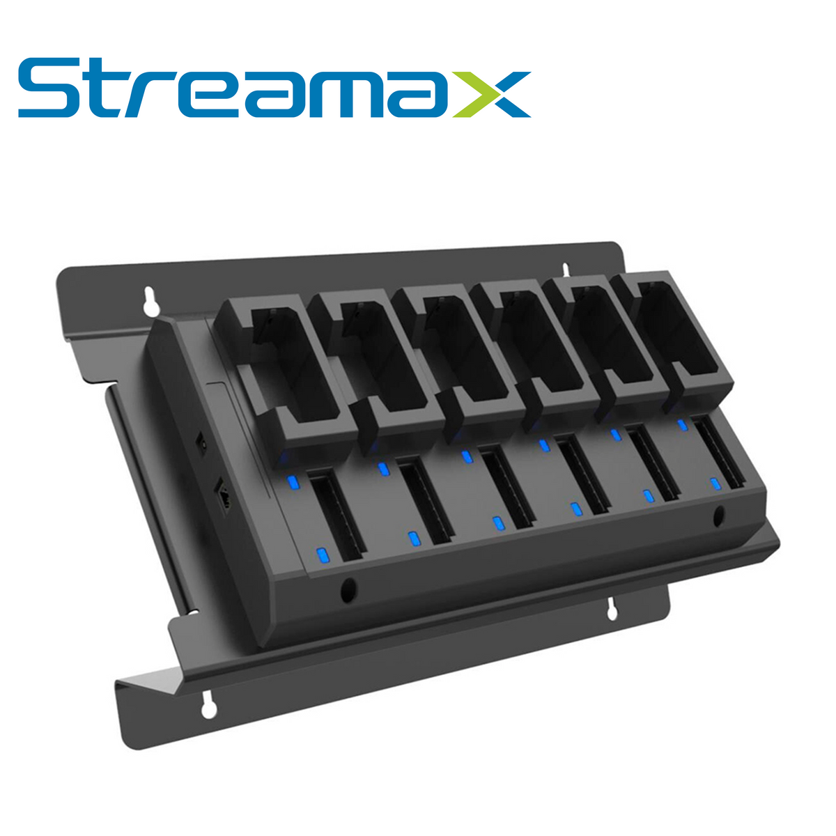 multi estacion de carga doble para bodycam streamax multi-station / estacion para 6 bodycams + 6 baterias / 24 vcd / puerto ethernet / compatible con mbwc 2.0