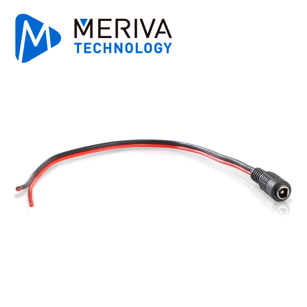 conector pigtail extra largo hembra meriva technology pigtail c-hembra / conexion de corriente para camaras analogicas hd / polarizado / largo 21cm / calibre 22awg / ip50