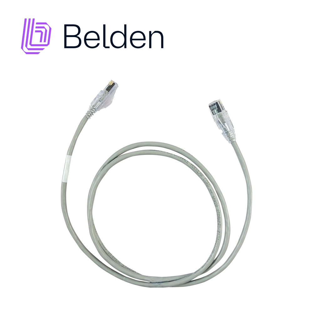 patch cord diametro reducido utp cat6a belden cad1108004 / interior / gris / 4 pares / 28 awg / forro pvc / cmr / 4 pies 1.2 metros