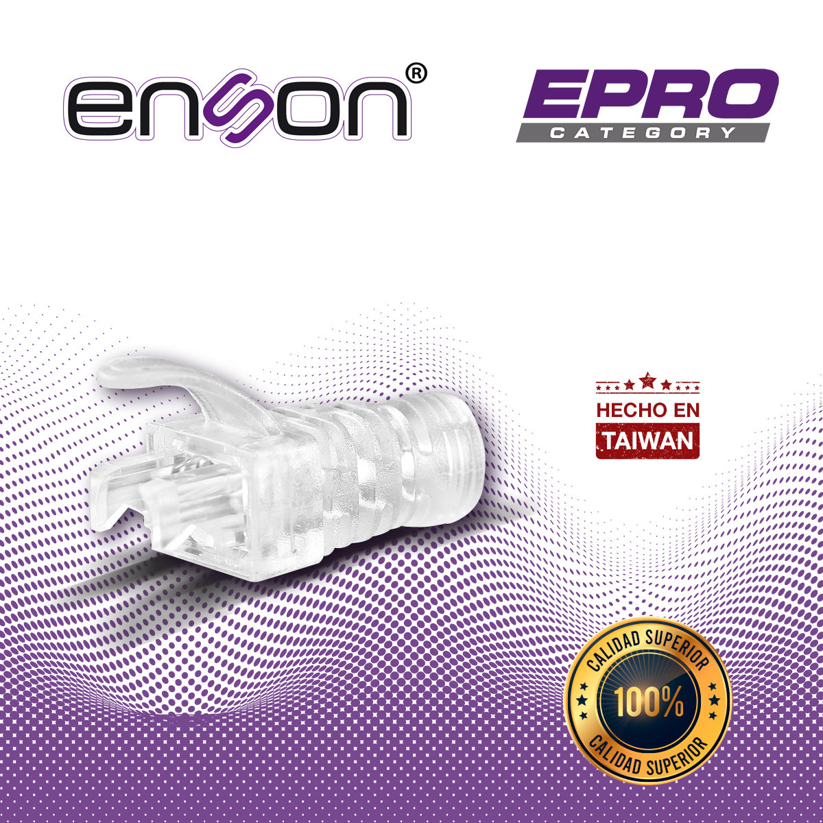 bota para cable utp enson epro-boot-cl transparente ideal para el terminado y cuidado del rematado compatible con cat5e/6/6a y con plugs enson epro-plug