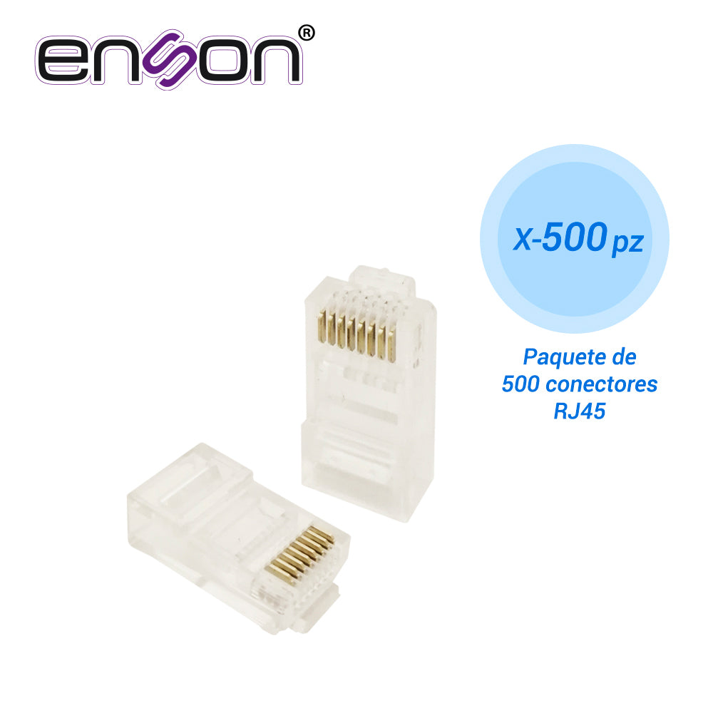 paquete de 500 conector rj45 para cable utp cat6 enson rj45-cat6 de 8 pines velocidad de hasta 1000mbps