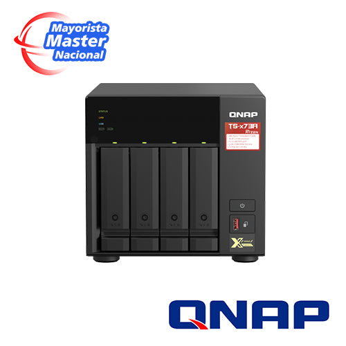 nas qnap ts-473a-8g-us / procesador amd ryzen v1500b / memoria ram 8gb / 4 bahias frontales sata 3.5 pulgadas y 2.5 pulgadas / 2 puertos rj45 2.5gbe / montaje en escritorio / aplicaciones pyme para compartir y respaldar datos en la nube