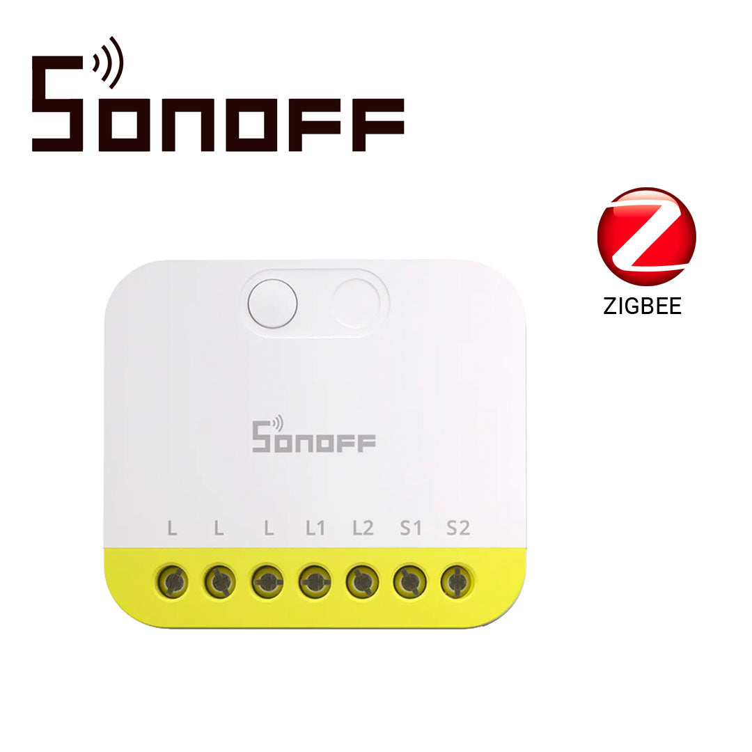 mini interruptor inalambrico sonoff mini-zb2gs-l / zigbee 3.0 / con 2 canales independientes / no necesita neutro / carga total de 12 ampere / necesita hub zigbee