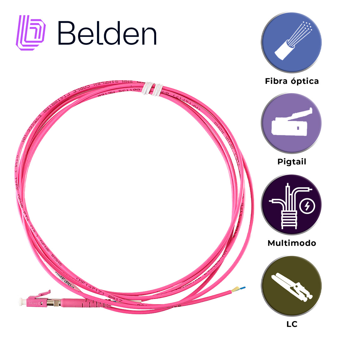 conector pigtail multimodoo belden ft4lc2mmps01 / om4 / erika violeta / lc simplex / 2 metros