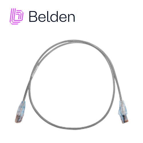 patch cord utp cat6a belden cad1108003 forro pvc gris cmr-riser 4 pares calibre conductor 28 awg diametro reducido cobre estañado multifilar uso interior partes relacionadas:conectores modulares cat6a patch panel cat6a longitud 3 pies 90 centimetros