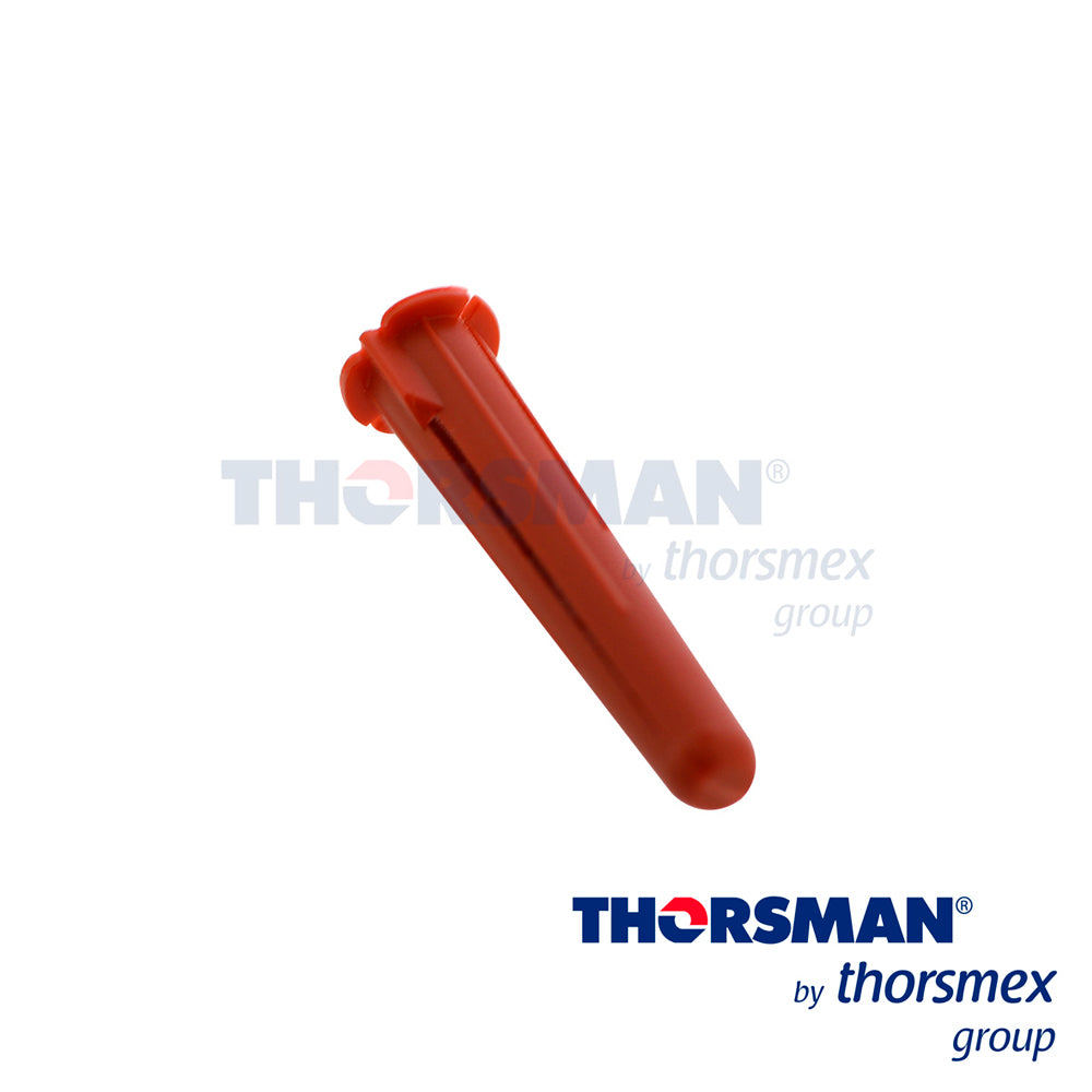taquete thorquete thorsman tp2x 1/4 1103-14000 color rojo bolsa 1000piezaelaborado con polietileno de alta densidad flexible resistente al impacto y extraccion se recomienda tornillo 10 x 1 1/2” (38mm)