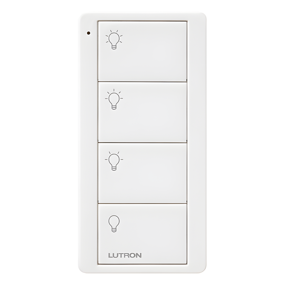 Control Pico inalámbrico de 4 botones para activar 3 escenas y apagado, con batería CR2032 de 10 años, compatible con Caséta Wireless, RadioRA 2, RA2 Select, RadioRA 3 y HomeWorks