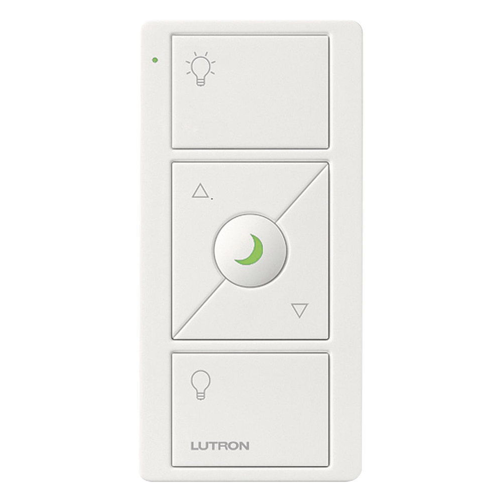 Control remoto inalámbrico Pico de 3 botones con subir y bajar de intensidad y luz nocturna, compatible con Caseta Wireless y RadioRA 2, color blanco brillante