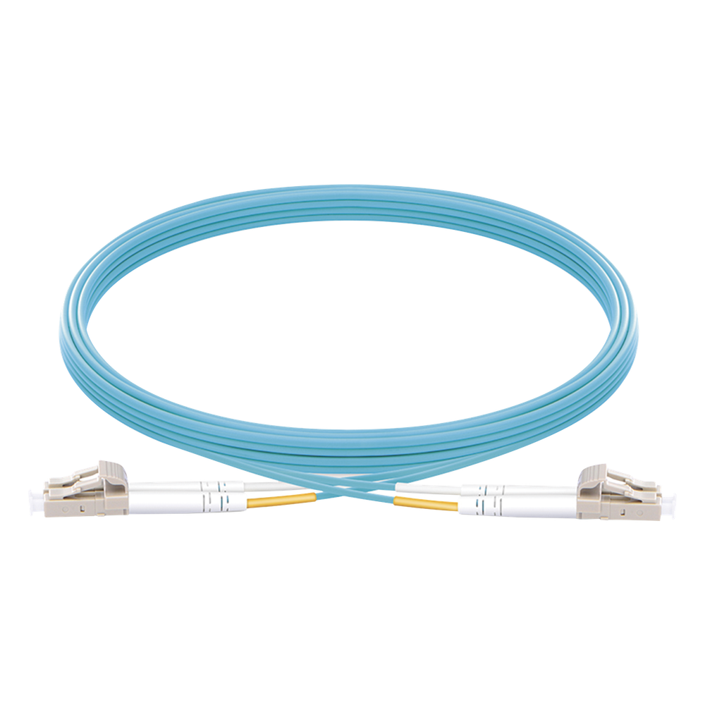 Jumper de Fibra Óptica Multimodo OM3 50/125 LC-LC OFNR (Riser), 2.0 mm, Dúplex, Aqua, 5 Metros (16.40 Pies)