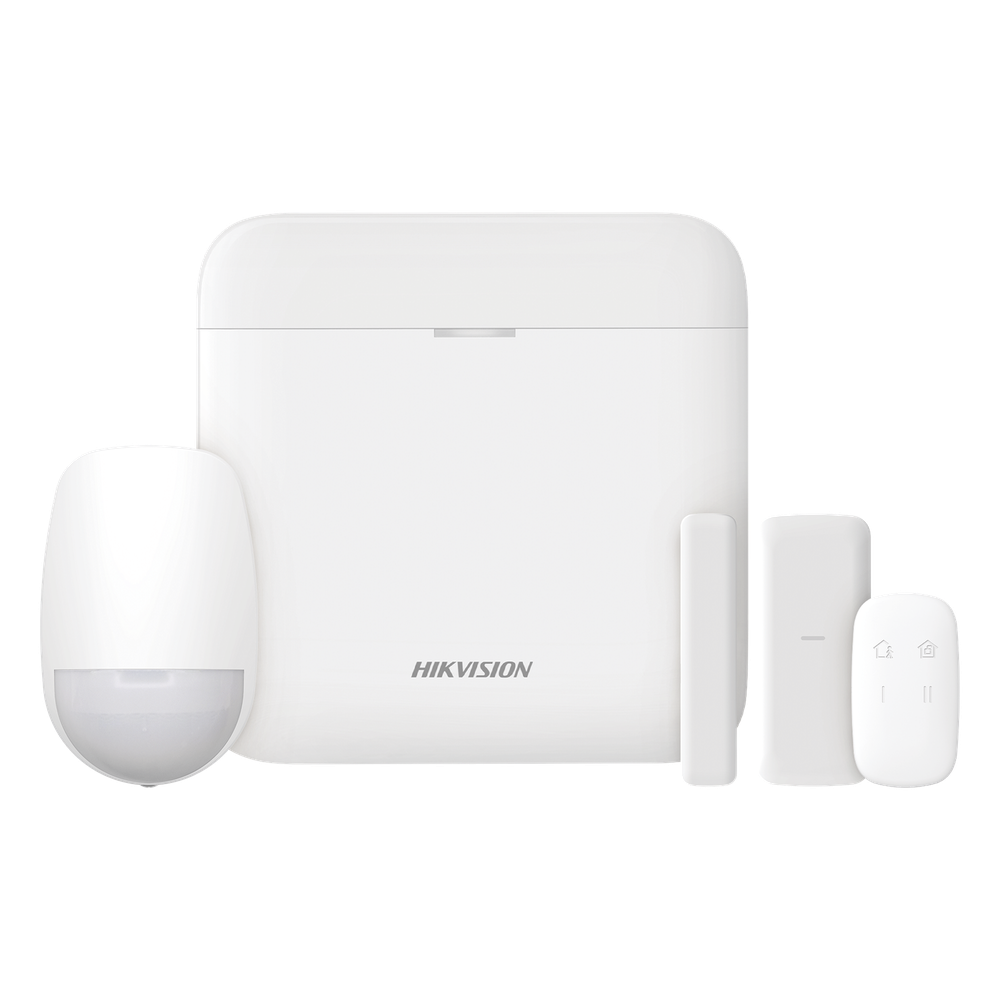 (AX PRO) KIT de Alarma AX PRO / Incluye: 1 Hub con bateria de respaldo / 1 Sensor PIR / 1 Contacto Magnético slim / 1 Control Remoto / WiFi / Compatible con Hik-Connect P2P