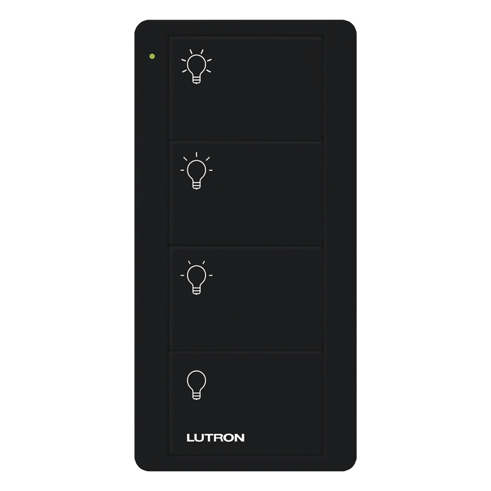 Control Pico inalámbrico de 4 botones para escenas de iluminación (3 escenas y apagado), color negro, empaque PRO para Caseta Wireless