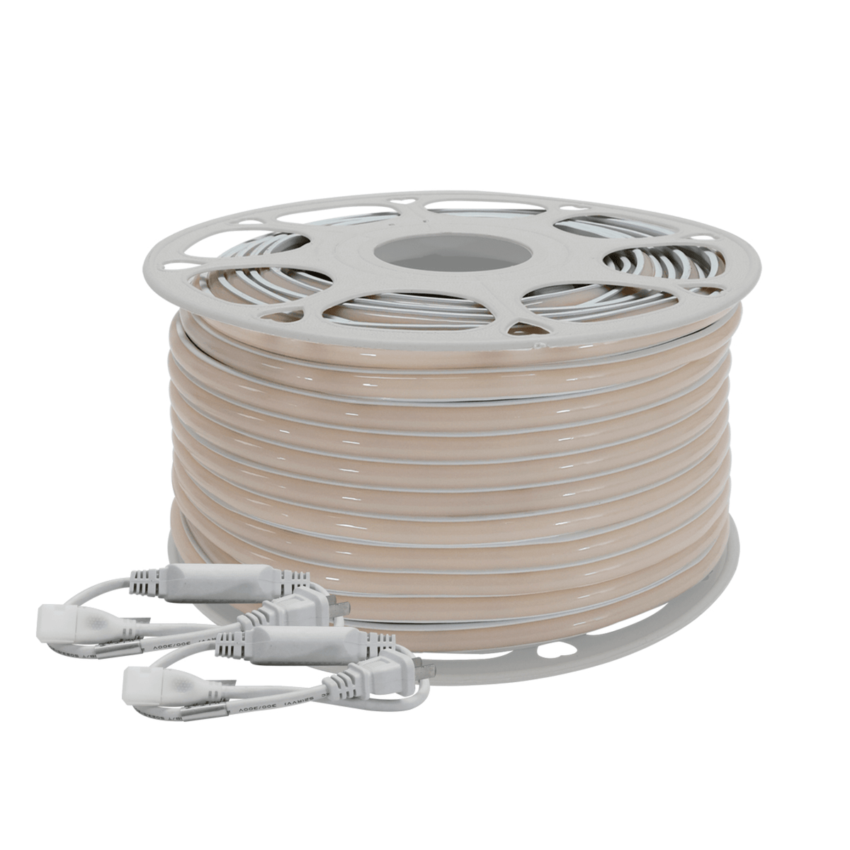 Manguera LED Luminosa Blanca de Resina Transparente y Flexible / Para uso Interior o Exterior / Carrete de 50 m/ 110V CA 4.2 A/ 500 W Potencia / T.C.C. 6500 K.