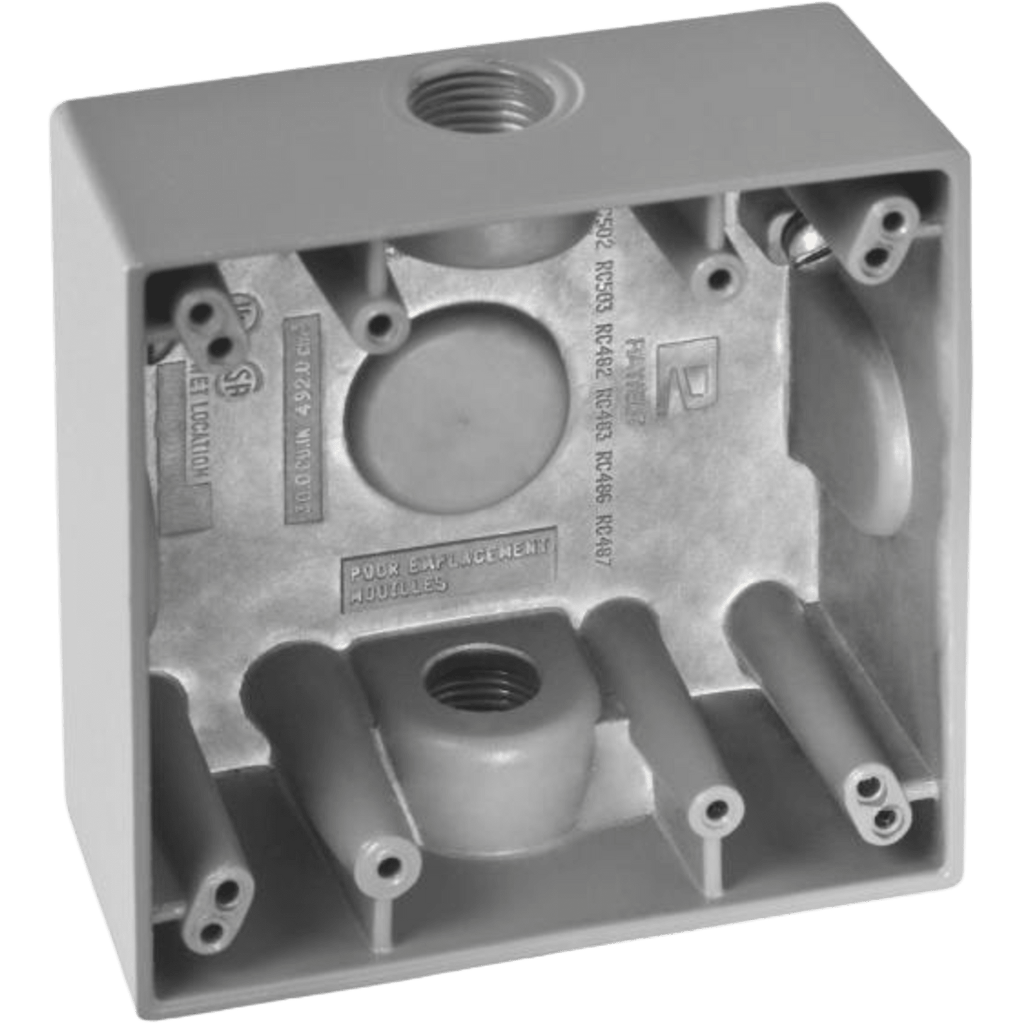 Caja Cuadra de 1/2" a Prueba de Intemperie/ Cuenta con 2 salidas.