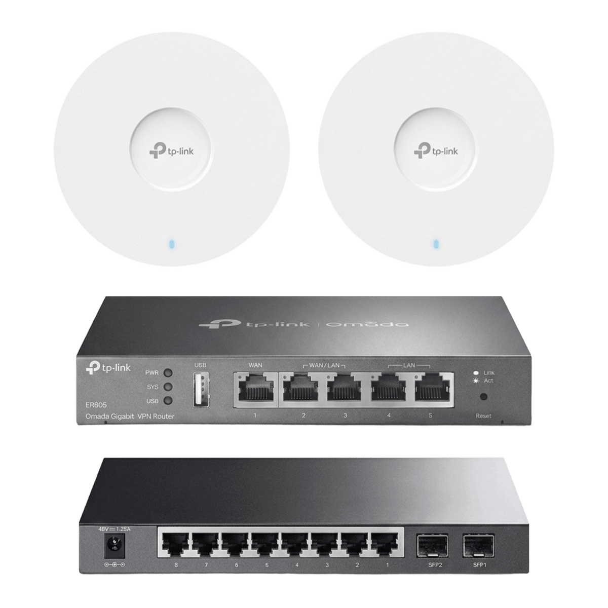 Kit de Iniciación en redes OMADA / 1 Router / 1 Switch TL-SG2210P / 2 Punto de Acceso EAP613