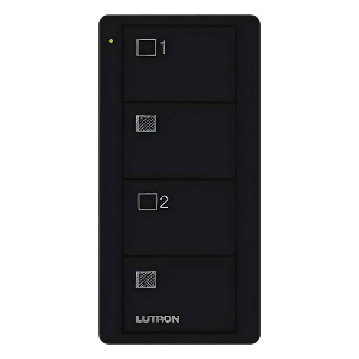 Control remoto inalámbrico Pico de 4 botones para dos grupos de persianas o cortinas, color negro brillante, compatible con Caseta Wireless, RA2 Select y RadioRA 2 y 3