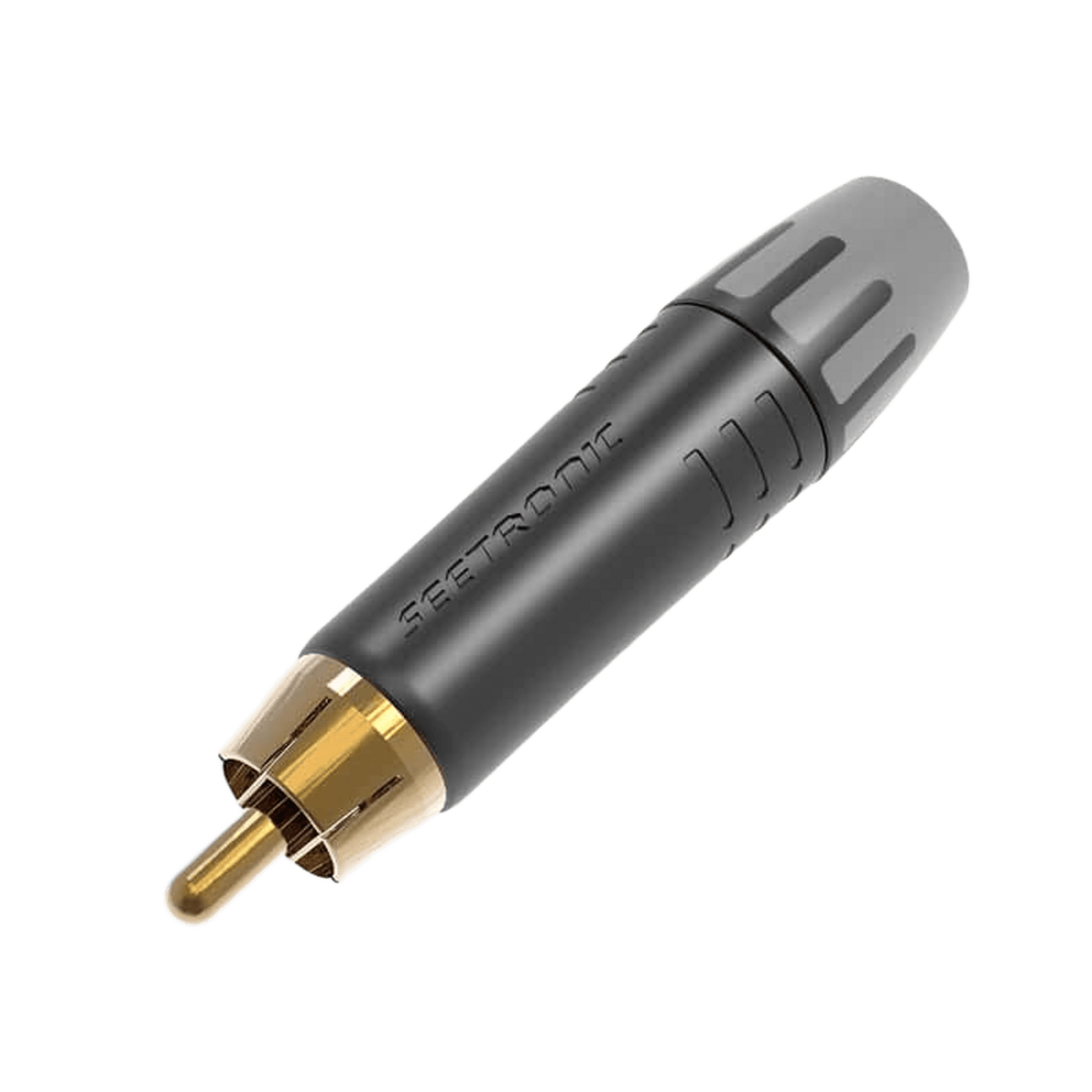 Conector Macho RCA | Carcasa Enchapada en Negro | Contacto Enchapado en Oro | Cable OD 3.5-6.5mm