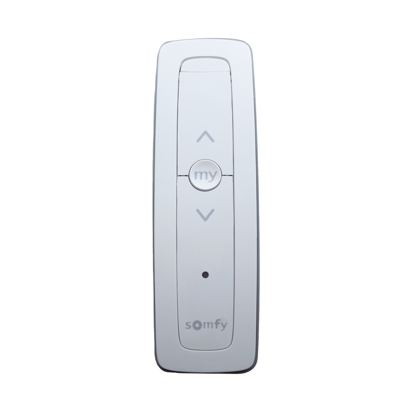 Control remoto 1 canal para motores de persiana Somfy con señal inalámbrica, instrucciones: sube, baja y detener, con posición favorita programada.