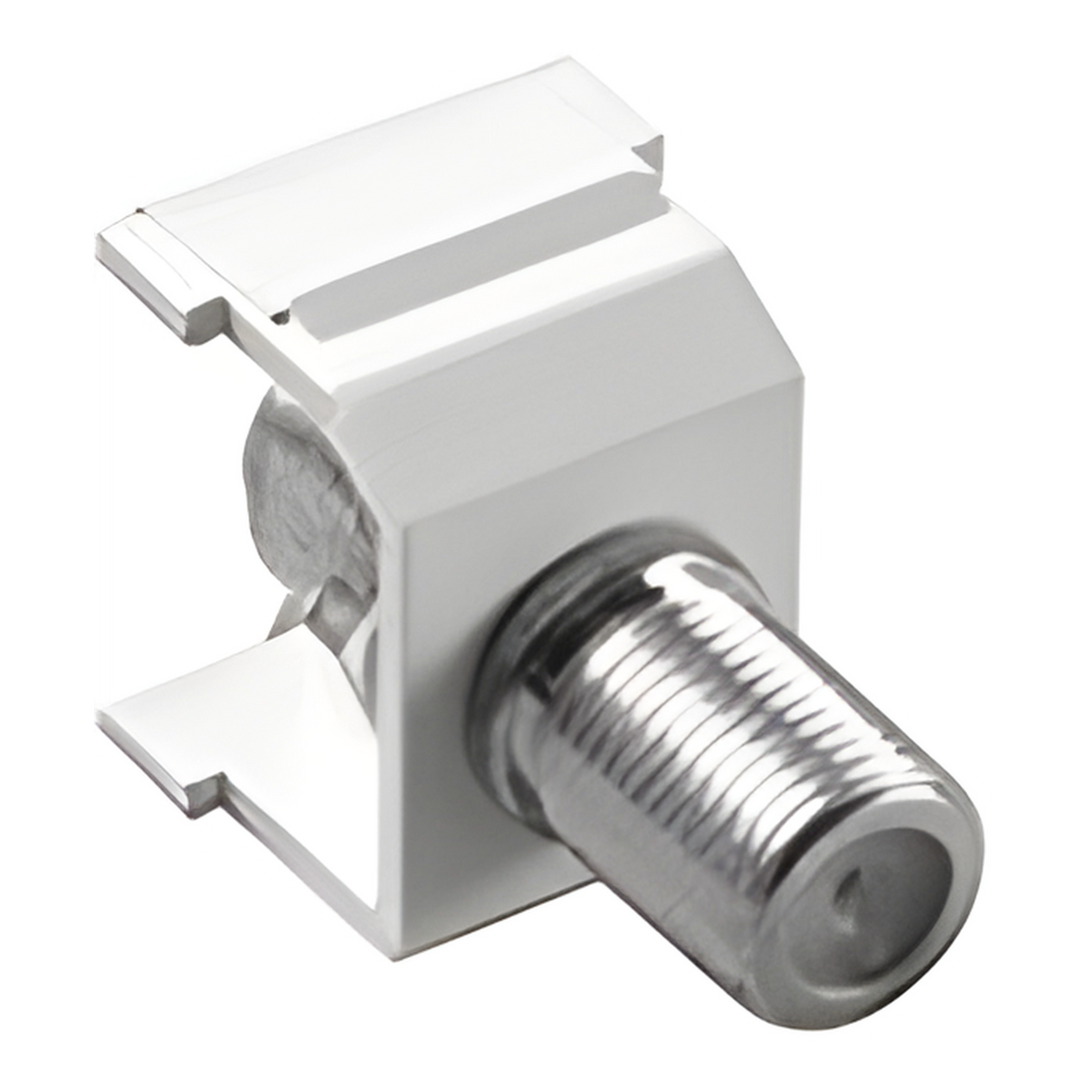 Conector coaxial tipo F de 75 ohms de instalación a presión para marco de 6 puertos Claro y Satin Colors, color blanco