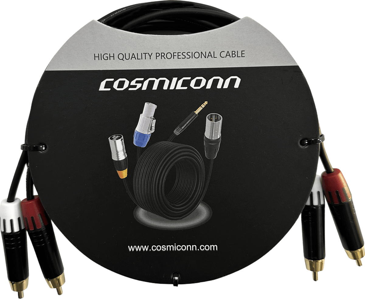 Cable 2 RCA x 2 RCA, conectores negros, con diferenciador de blanco y rojo (2x MT380-RD - 2x MT380-WH), length 2m