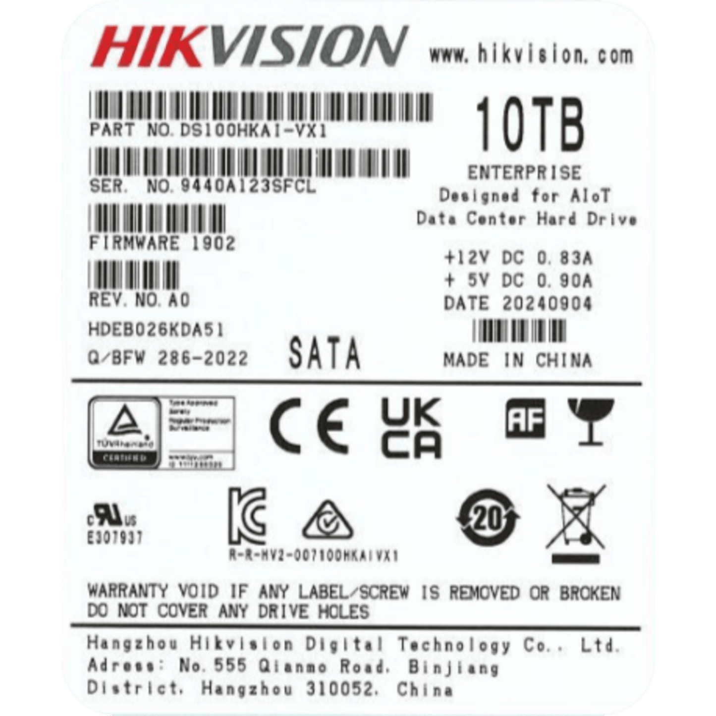 Disco Duro Enterprise / 10 TB / SATA 6 Gbit/s / 7200 rpm / Caché 256 MB / Diseñado para Operación 24/7