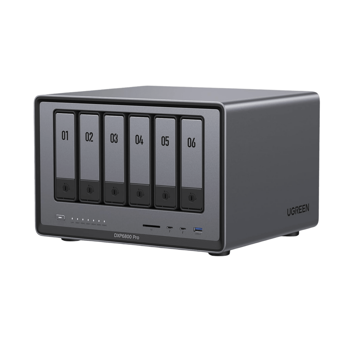 NAS UGREEN NASync DXP6800 Pro / Intel Core i5-1235U 10 Núcleos / 6 Bahías SATA + 2 M.2 NVMe / 2 Puertos Thunderbolt 4 / 2 Puertos 10GbE / 8K HDMI / PCIe 4.0 x4 / DDR5 Hasta 64GB / Compatibilidad Multiplataforma