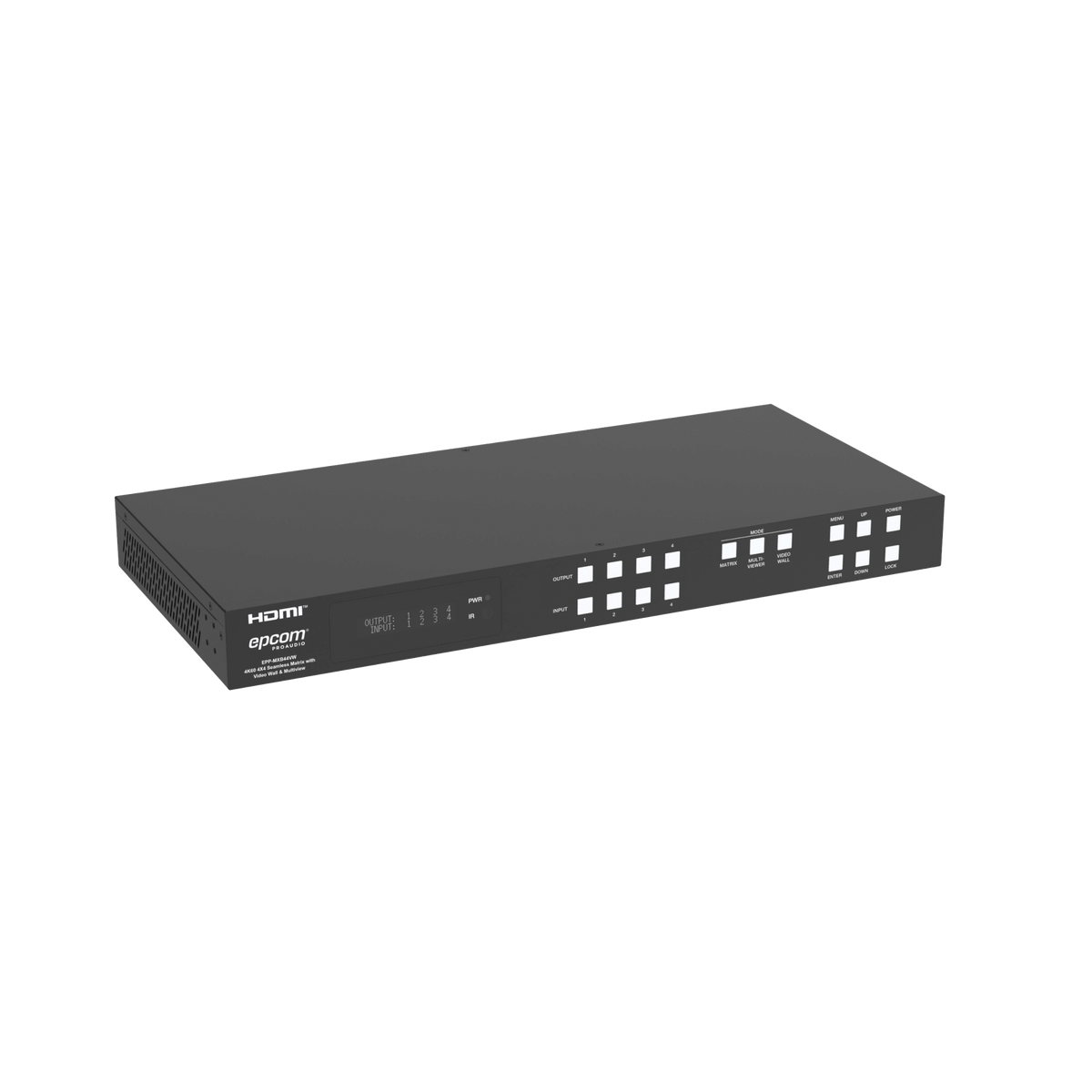 Switch de Video Matrix 4x4 HDMI 2.0 | 18Gbps Ancho de Banda | 4K2K@60Hz Resolución | 4 Entradas 4 Salidas HDMI | Audio LPCM y Dolby Digital | Control TCP-IP y RS-232 | Conectores Phoenix para Audio | Metal Enclosure