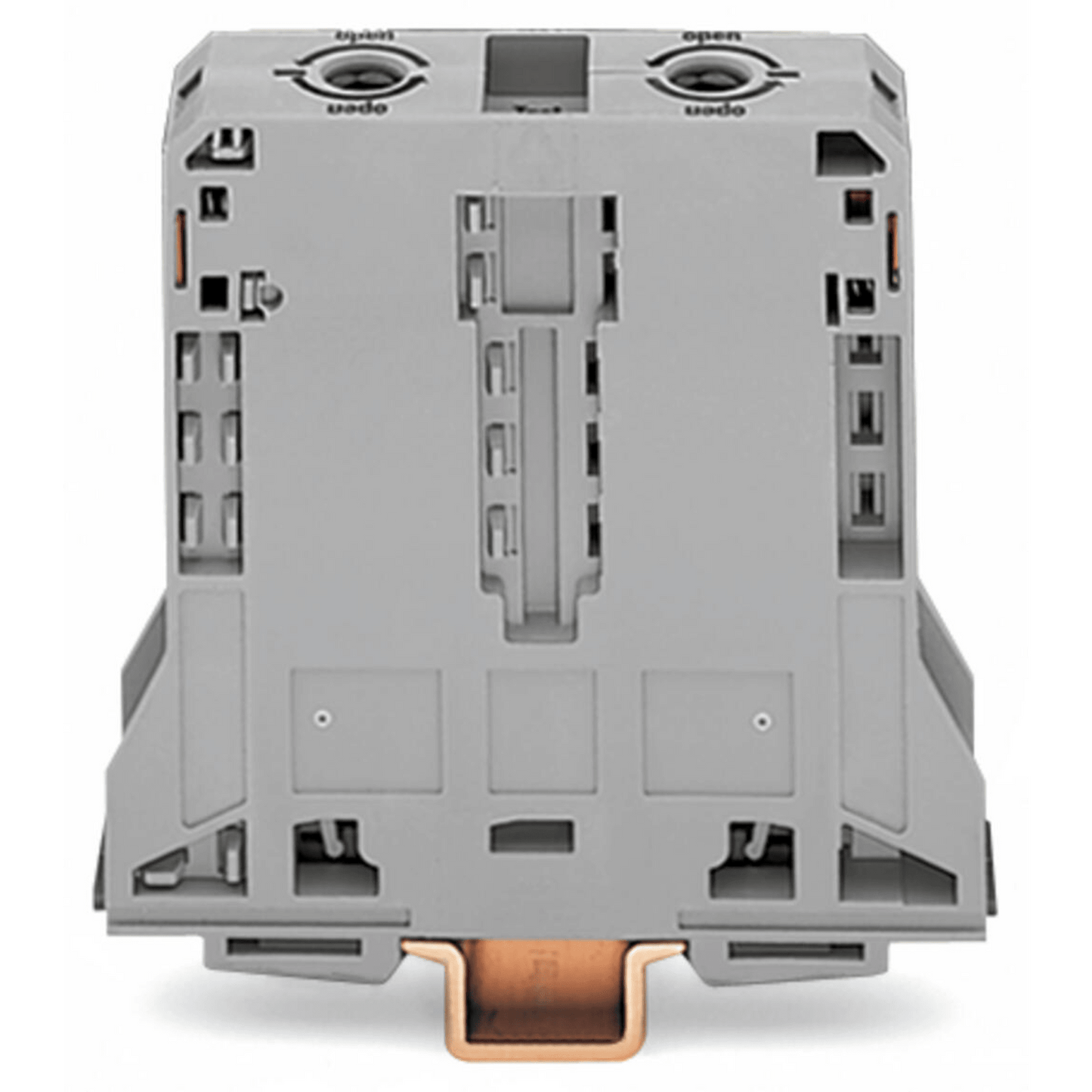Borna de Paso para Corrientes Elevadas, 95 mm², POWER CAGE CLAMP, 2 Puntos de Conexión, 232 A, 1000 V, Montaje Carril DIN 35x15, Gris