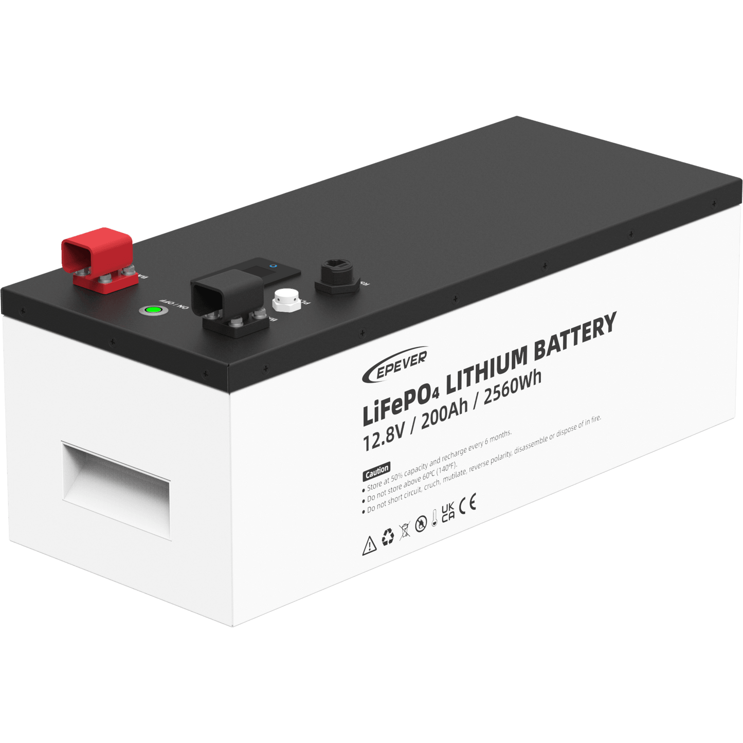 Batería de litio LiFeO4 12.8Vcc, 200Ah, 2.56Kwh, Pantalla LCD para Monitoreo Local, Carcasa Metálica