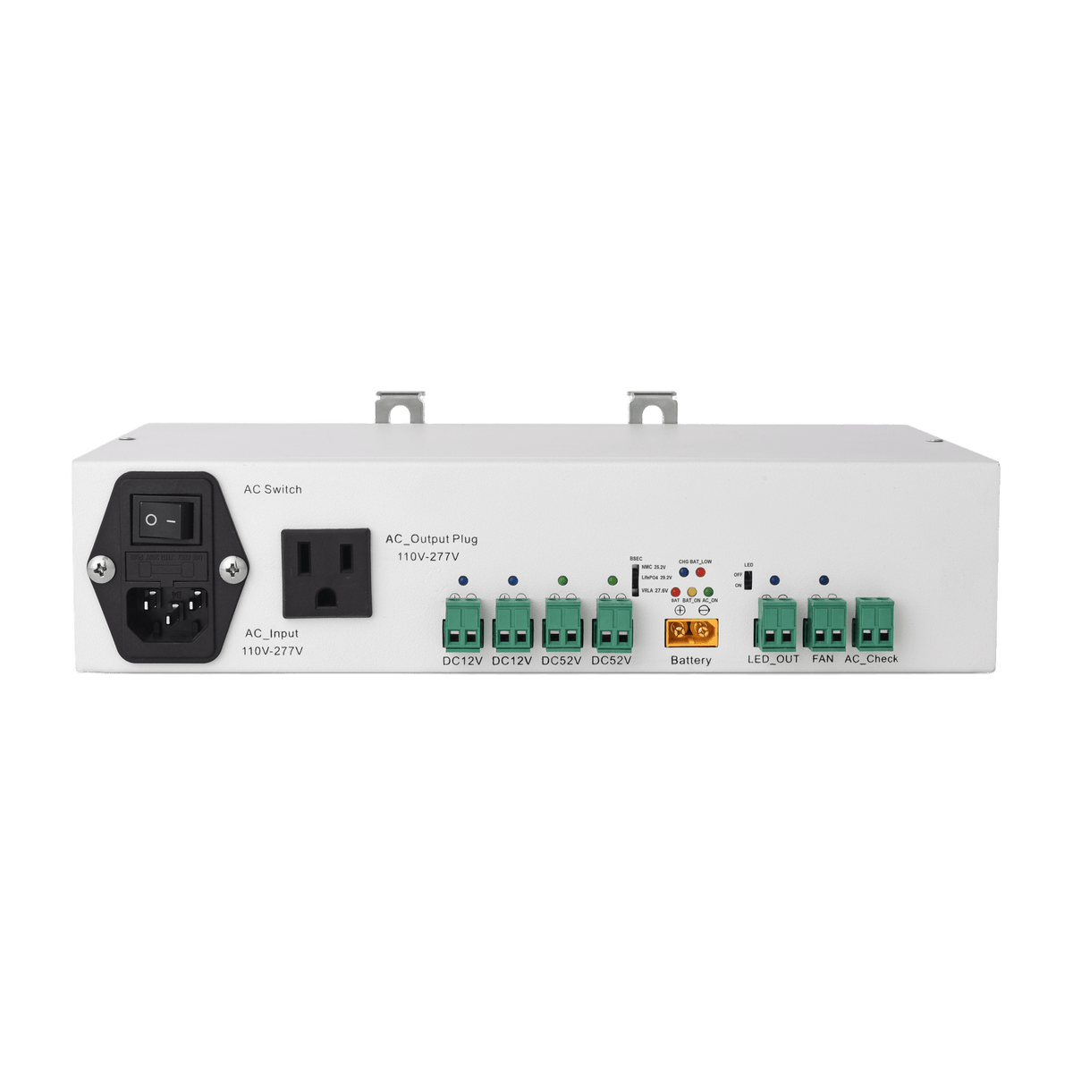 Fuente de Alimentación / 52V 3A + 12V 5A / Respaldo Batería / Riel DIN / Protecciones Sobrecarga-Cortocircuito / Telecomunicaciones