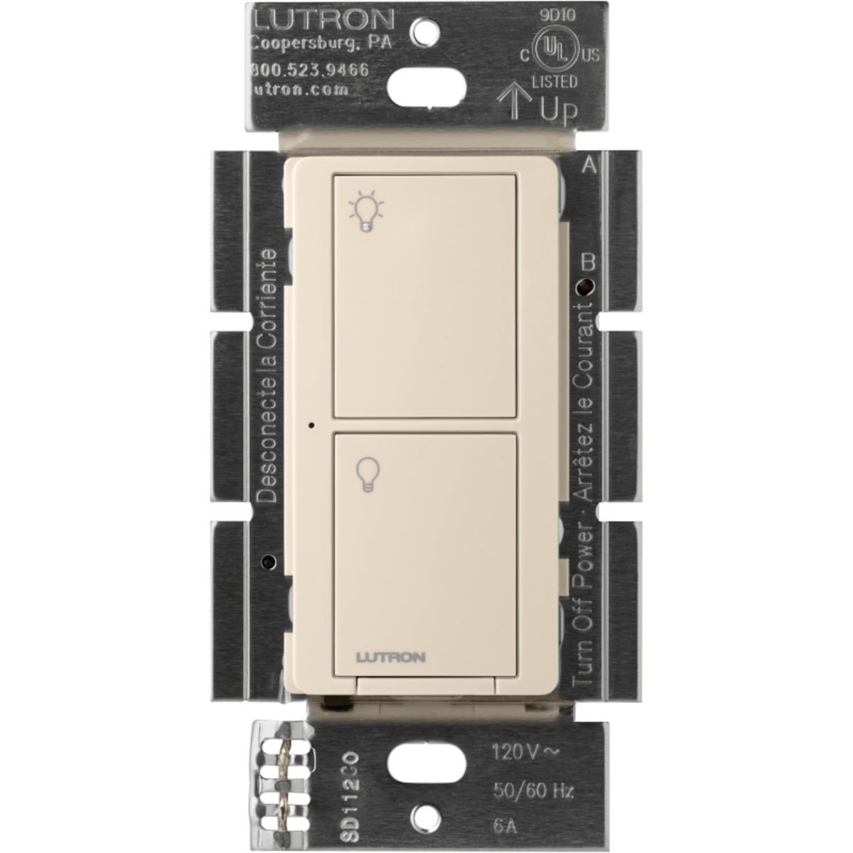 Interruptor inteligente on/off Caseta Wireless, 6A/120V, requiere neutro, control remoto y por voz, almendra claro
