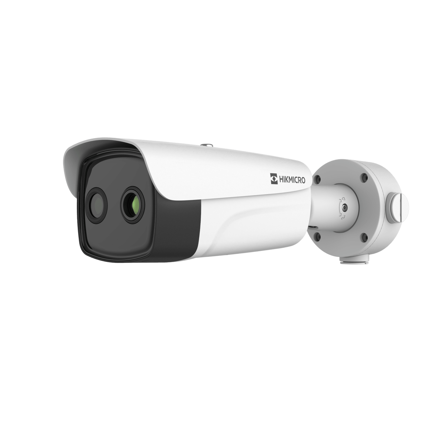 Cámara Bullet Dual Térmica y Óptica/ 256×192 Térmico + 5MP Óptico / IA para Detección Humana y Vehicular / Medición Temperatura -20°C a 150°C / Detección Fuego y Fumadores / IP67