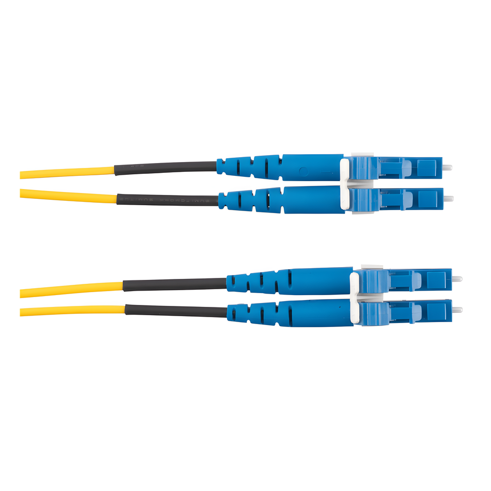 Jumper de Fibra Optica Monomodo 9/125 OS2, LC-LC Duplex, LSZH (Cero Halógenos), Color Amarillo, 1 Metro (3.28 Pies)