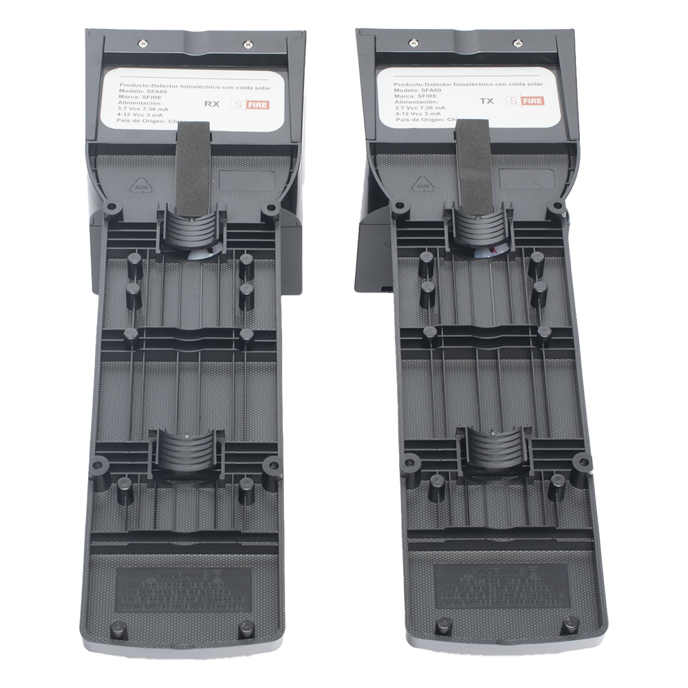 Detector Fotoelectrico Solar SFIRE SFA60 / 2 Rayos Infrarrojos / 60 m Exterior / 120 m Interior / Panel Solar Integrado / Bateria 4,000 mAh / 4 Frecuencias / IP65