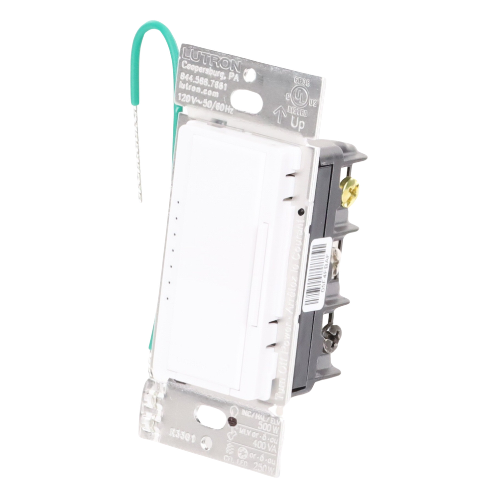 Atenuador de pared Maestro RF PRO de 120 V, 250 W en LED o 500 W incandescente, fase seleccionable y neutro opcional, para RadioRA 2, RA2 Select y RadioRA 3