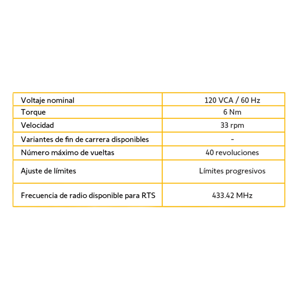 Kit de Motor de 4 mm RTS para Persiana de Eje de 50mm/ Max 3x4 mts/ Alimentación a 120 VCA