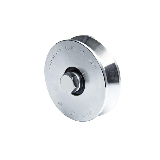 Rueda de 12 cm SIN Soporte Para Puertas Corredizas de Hasta 450 Kg / Canal Tipo "V"