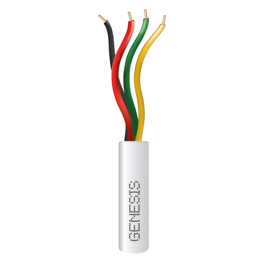 Bobina de 305 Metros (1000 Pies) / Alambre de Cobre / 4 x 22 AWG / Riser / Color Blanco / Para Aplicaciones de Alarmas de Intrusi�n / Sistemas de Automatizaci�n