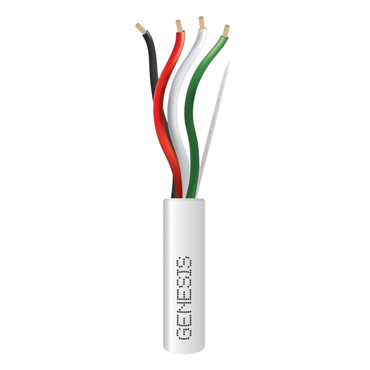 Bobina de 152 Metros (500 Pies) / Cable de Cobre / 4 x 18 AWG / Riser / Color Blanco / Para Aplicaciones de Alarmas de Intrusi�n/Control de Acceso/ Automatizaci�n / Interfonos y Tv Porteros