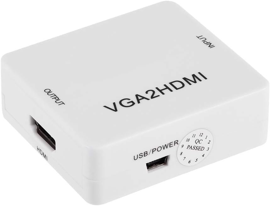 Convertidor VGA a HDMI, 1080P 60Hz Mini VGA Video / 3.5mm Audio a HDMI Convertidor Adaptador Caja, Soporte HDTV, para PC, Laptop, Computadora, DVD