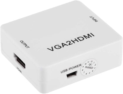 Convertidor VGA a HDMI, 1080P 60Hz Mini VGA Video / 3.5mm Audio a HDMI Convertidor Adaptador Caja, Soporte HDTV, para PC, Laptop, Computadora, DVD