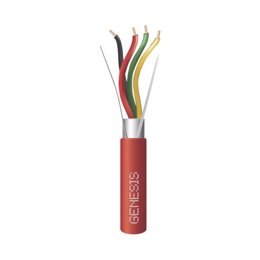Bobina de 152 Metros (500 Pies) de Alambre / 4 x 18 AWG / Riser / Blindado / Tipo FPLR / Color Rojo / Para Aplicaciones en Sistemas de Detecci�n de Incendio y Sistemas de Evacuaci�n