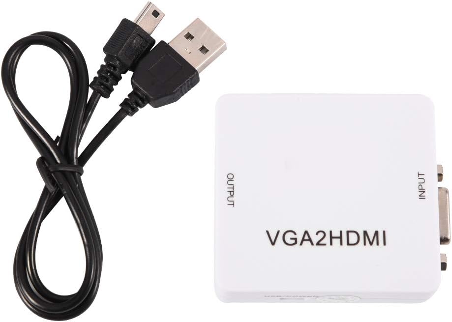 Convertidor VGA a HDMI, 1080P 60Hz Mini VGA Video / 3.5mm Audio a HDMI Convertidor Adaptador Caja, Soporte HDTV, para PC, Laptop, Computadora, DVD