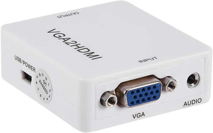 Convertidor VGA a HDMI, 1080P 60Hz Mini VGA Video / 3.5mm Audio a HDMI Convertidor Adaptador Caja, Soporte HDTV, para PC, Laptop, Computadora, DVD