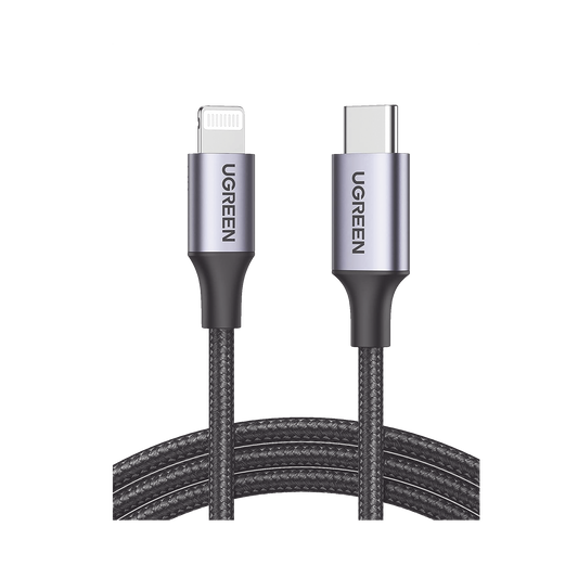 Cable USB-C a Lightning | 1 Metro (3.28 Pies) | Certificado MFi | Carga R�pida 60W | 480 Mbps | Conector C94 | Adecuado para iPhone, iPad y iPod | Protecci�n Integrada | Caja de Aluminio | Nylon Trenzado | Color Negro