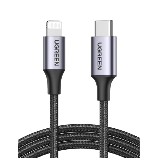 Cable USB-C a Lightning | 2 Metros (6.56 Pies) | Certificado MFi | Carga R�pida 60W | 480 Mbps | Conector C94 | Adecuado para iPhone, iPad y iPod | Protecci�n Integrada | Caja de Aluminio | Nylon Trenzado | Color Negro
