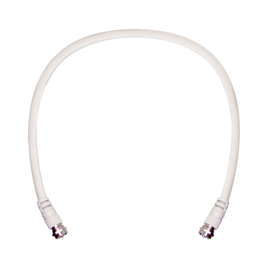 Jumper Coaxial con Cable Tipo RG-6 en Color Blanco de 60.96 Cent�metros (24 Pulgadas) de Longitud y Conectores F Macho en Ambos Extremos. 75 Ohm de Impedancia.
